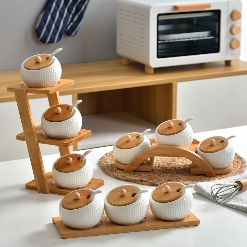 Gold Themed Ceramic Condiment Set