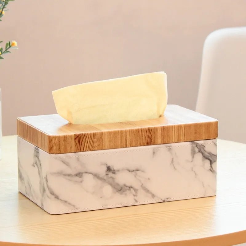 Marble PU Leather Tissue Box