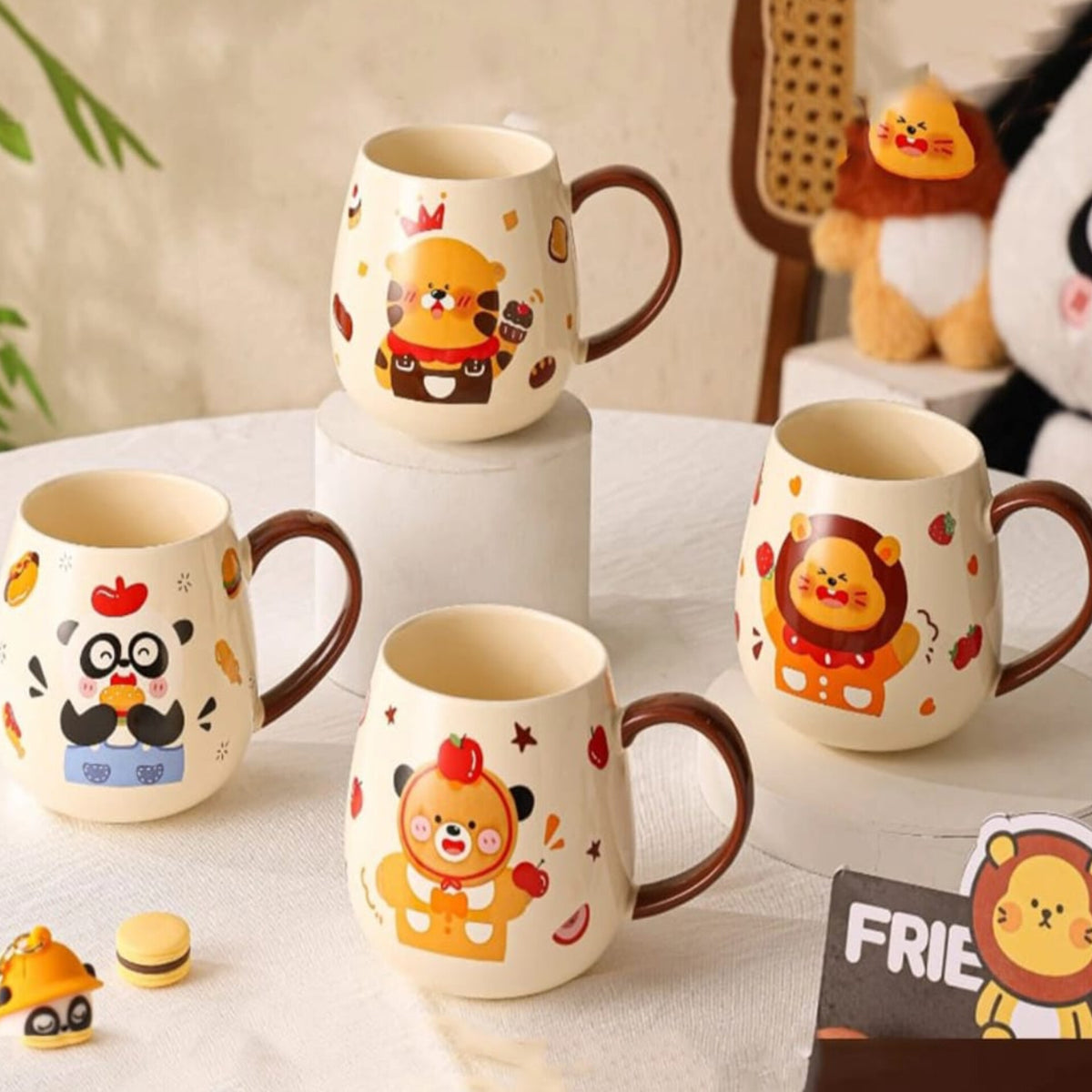 6Pcs Ceramic Cartoon Themed Coffee Mugs