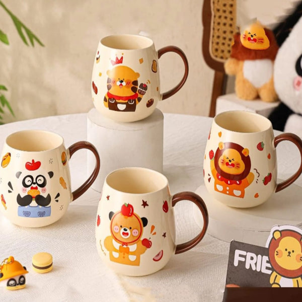 6Pcs Ceramic Cartoon Themed Coffee Mugs
