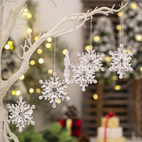 6 Piece Crystal Snowflake Christmas Decor Ornaments