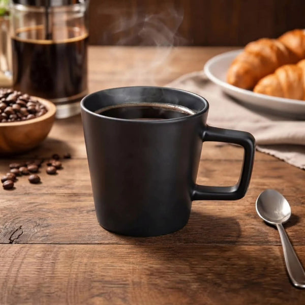 6Pc Ceramic Matte Black Coffee Mugs