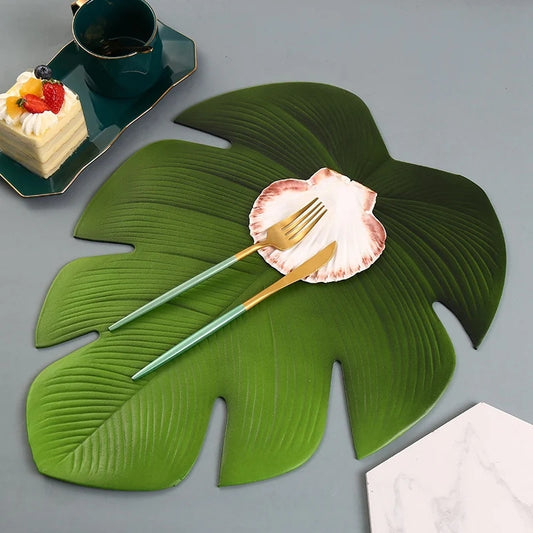 6 pc Green Leaf Table Mats