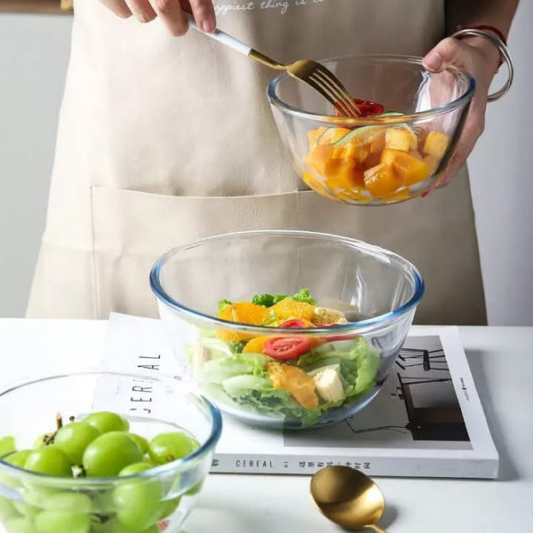 Glass salad bowls