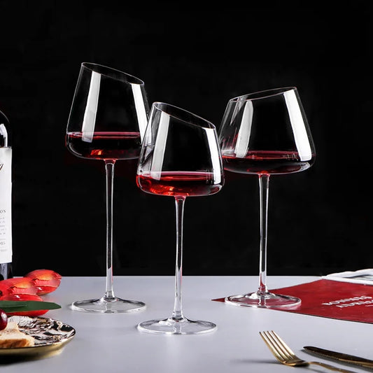 2Pc Slanted wine glasses