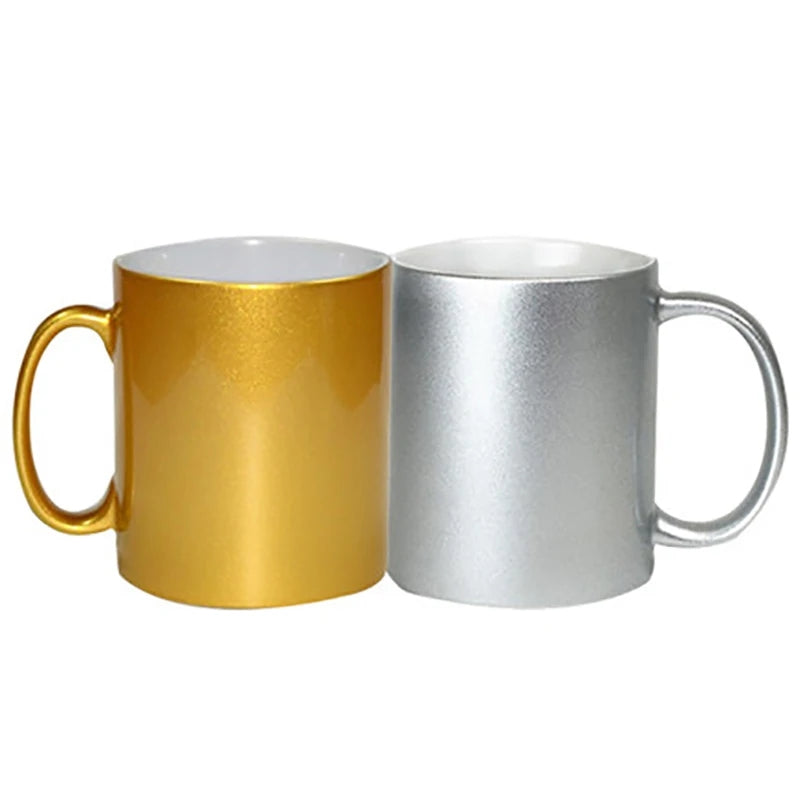 Silver and gold ceramic mugs sets