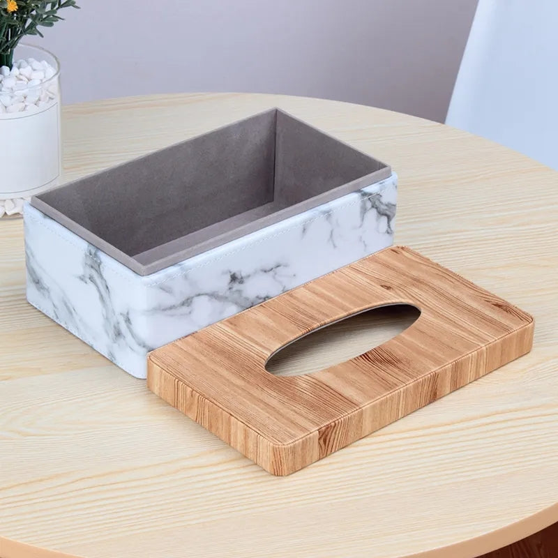 Marble PU Leather Tissue Box