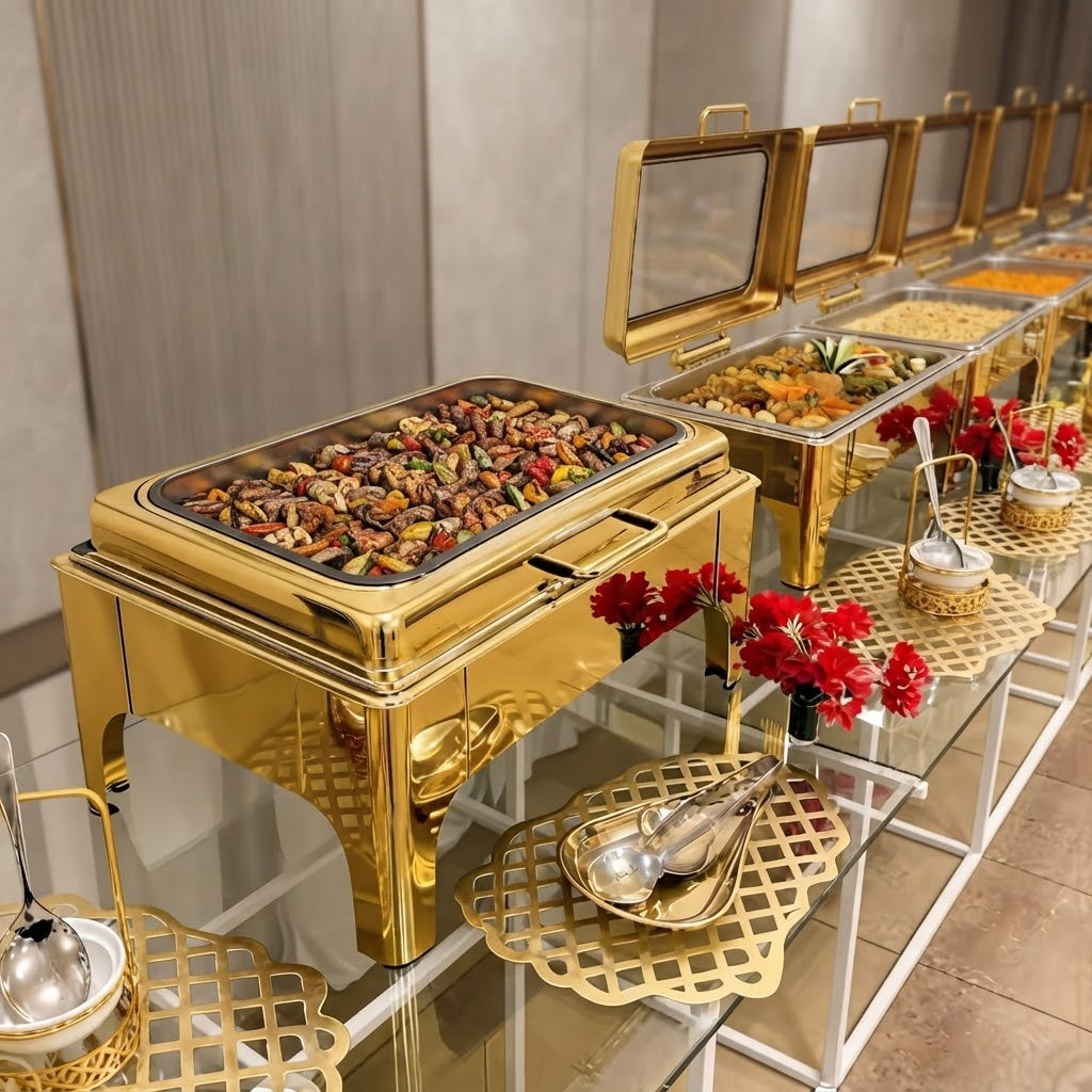 8L Golden Square  Buffet Food Warmer Chaffing Dishes in Nairobi Gem Home 