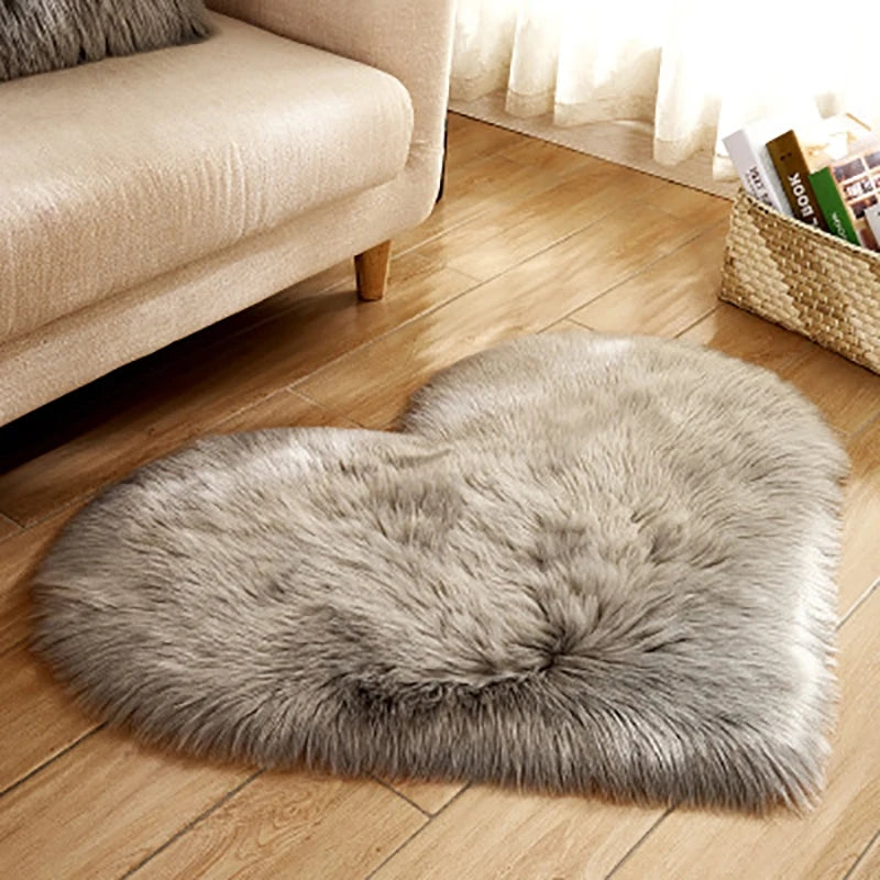 Heart Design Faux Fur Rug