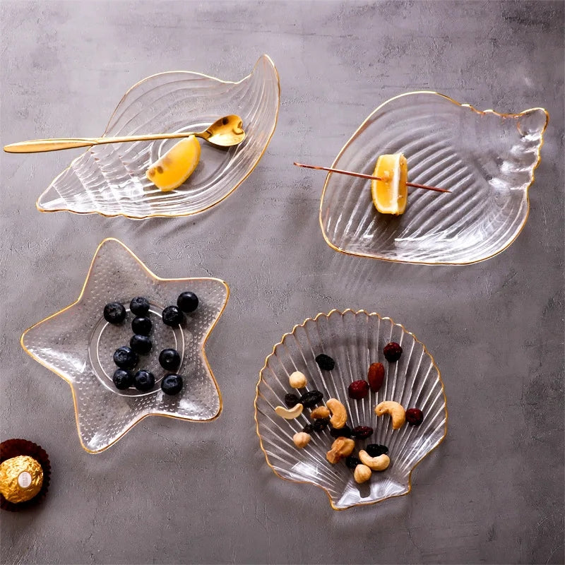 Creative glass shell shaped snack dessert plates