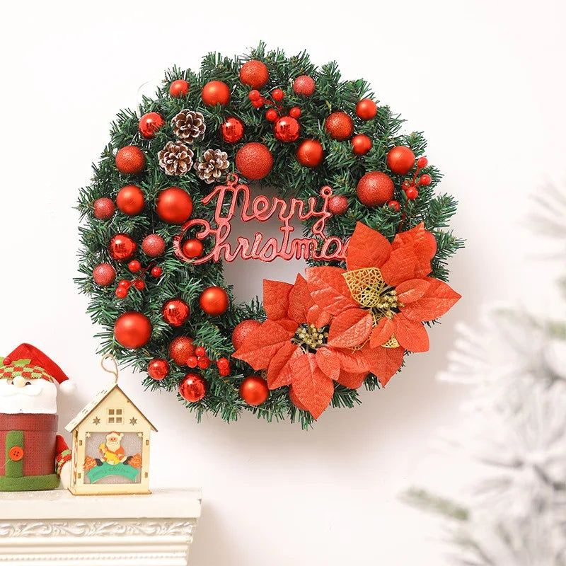 40cm Christmas Door Wreath Decor with Lighting