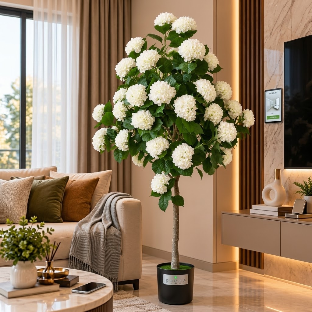 Artificial White Hydrangea Tree
