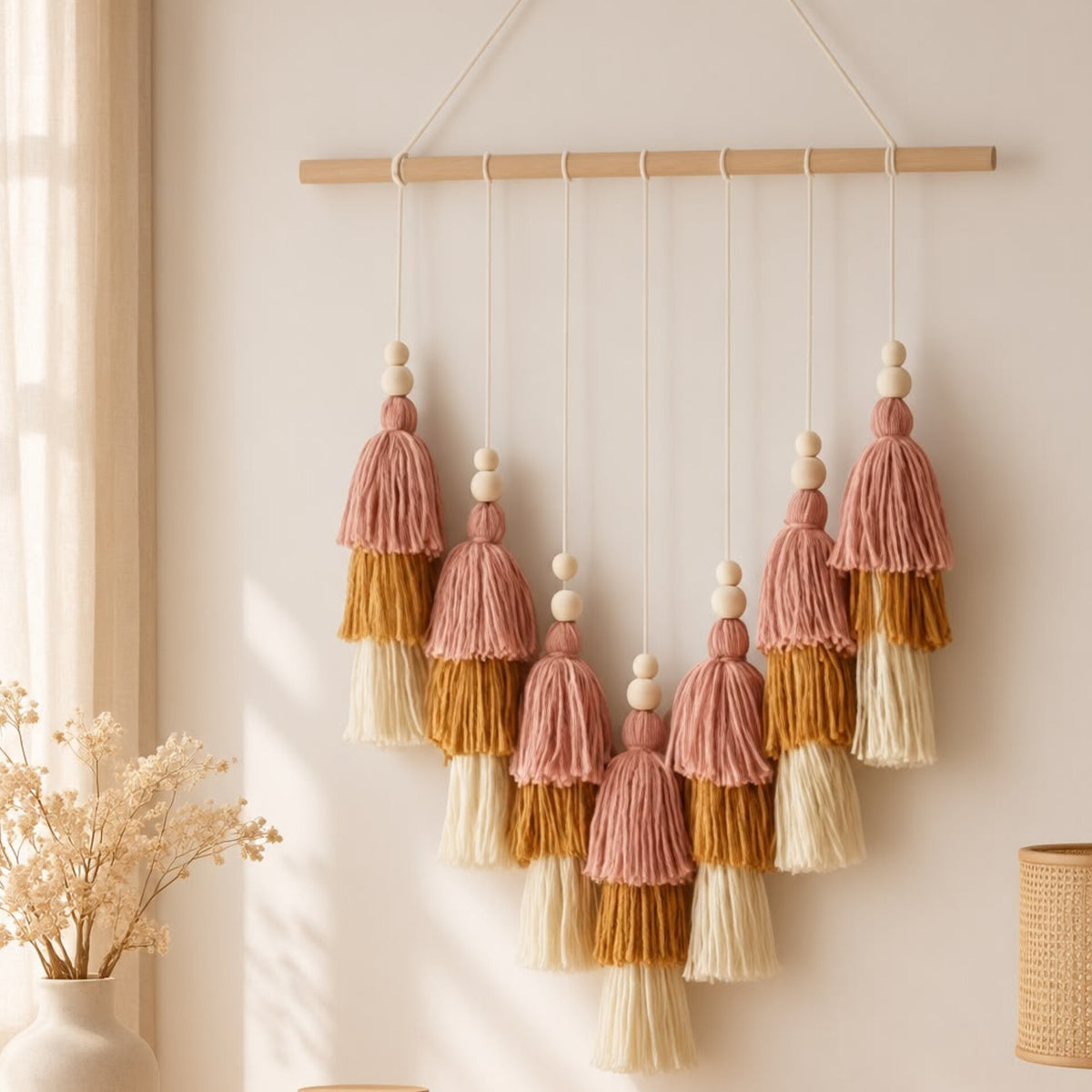 Boho Yarn Tassel Wall Hanging