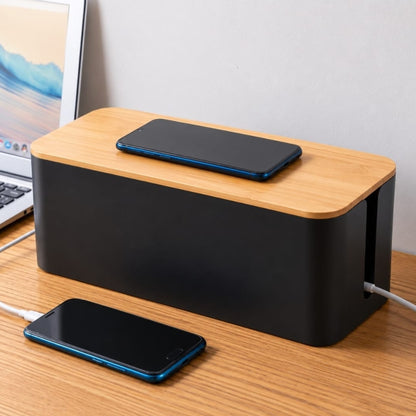 Cable Storage Box with Bamboo Lid
