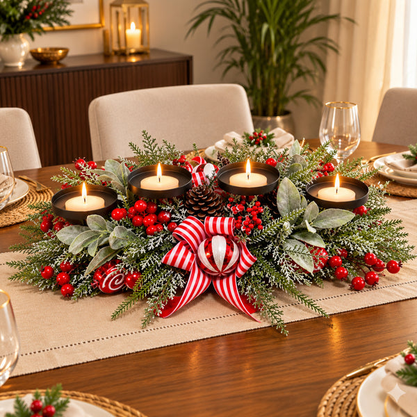 Christmas 4 Candle Holder Centerpiece