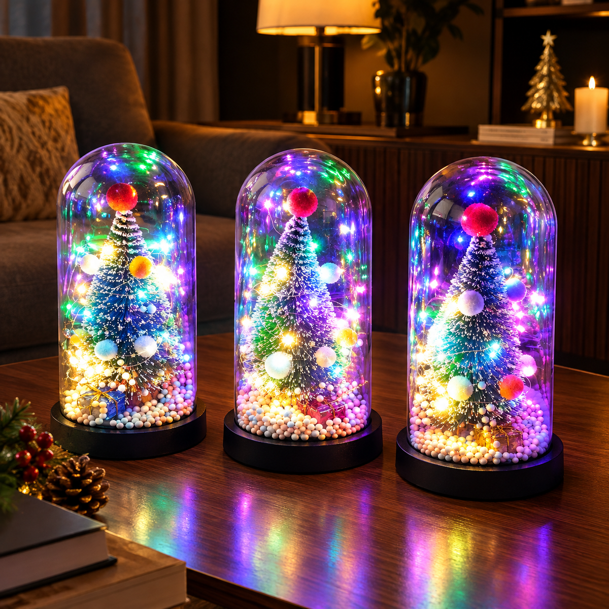 Christmas Gift Tree in Glass Dome