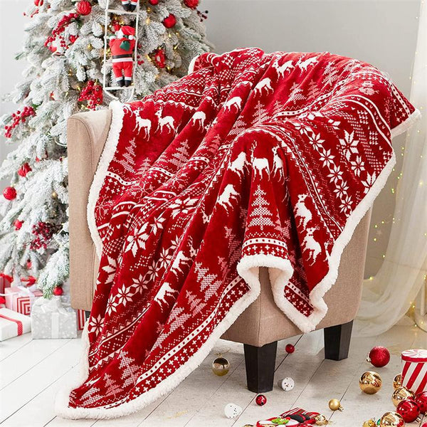 Double Sided Christmas Sherpa Fleece Throw Blanket