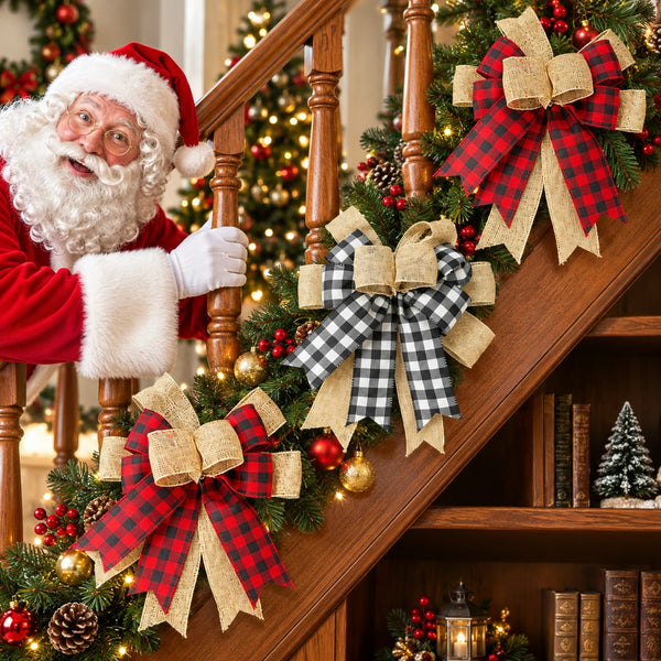 Christmas Plaid  Decorative Staircase Bows
