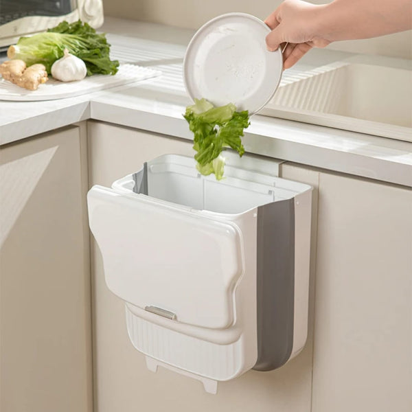 White Foldable Hanging Kitchen DustBin