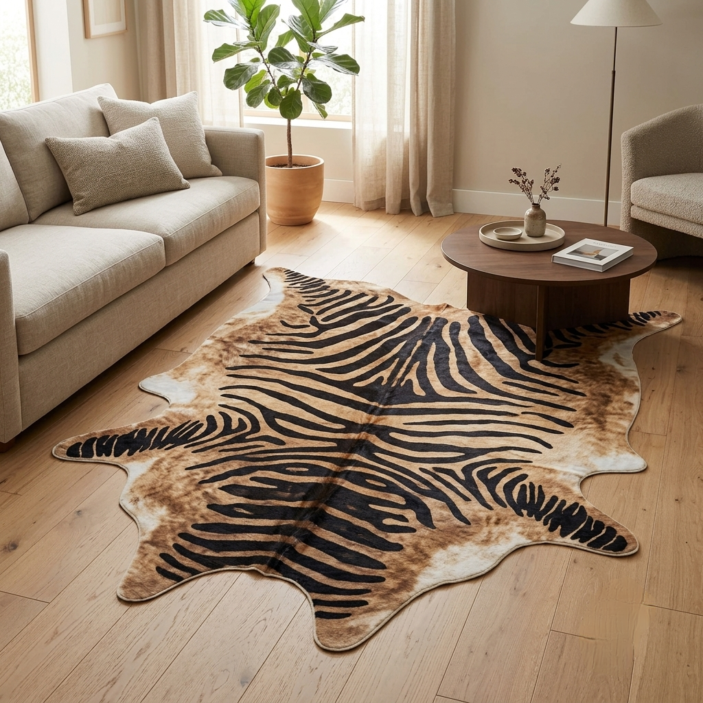 Cowhide Printed Area Rug 140x160cm