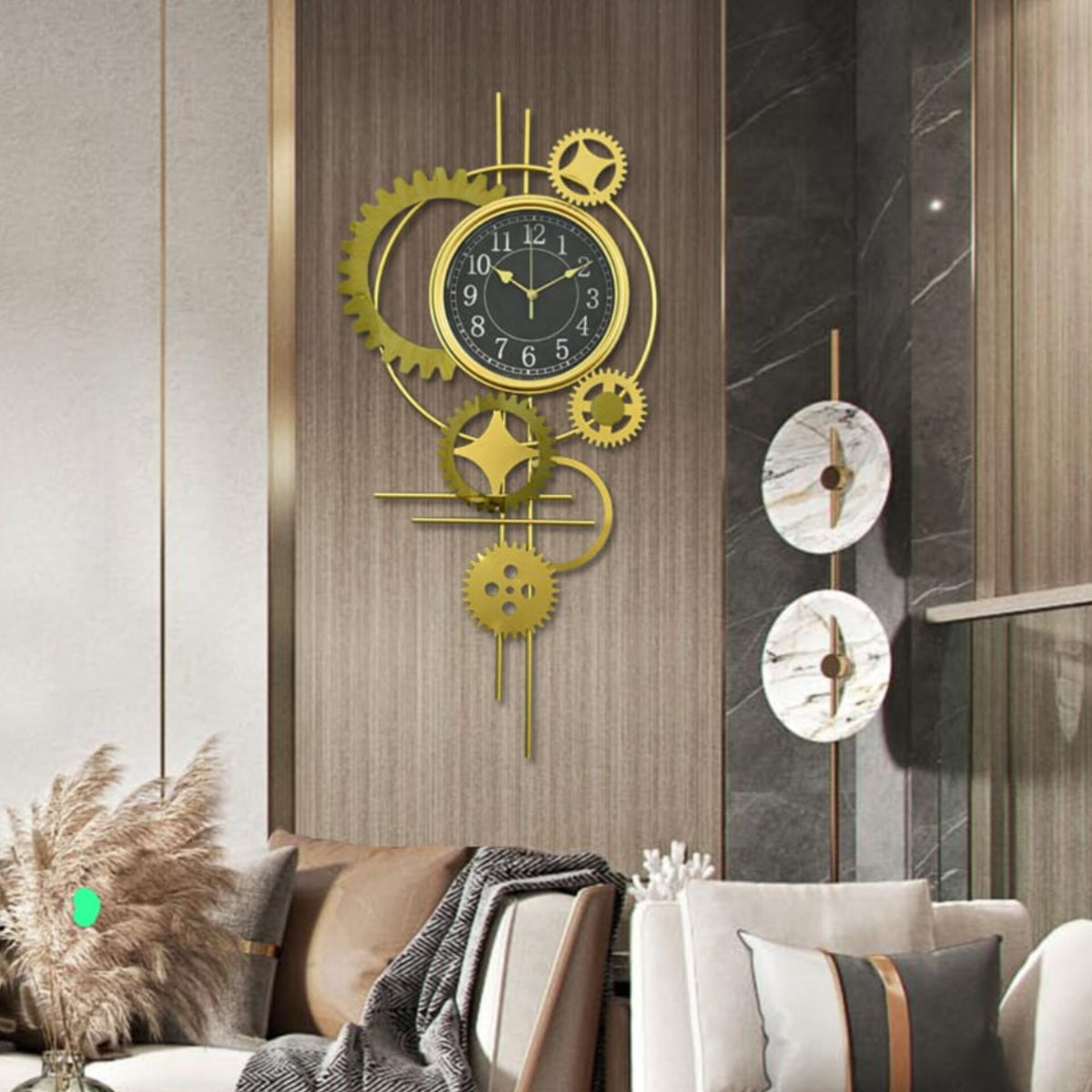 Decorative Wall Clock with Gear Design