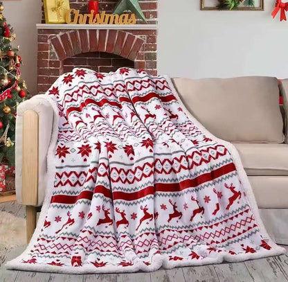 White Patterned Christmas Fleece Throw Blanket in Nairobi Gem Home Accessories 