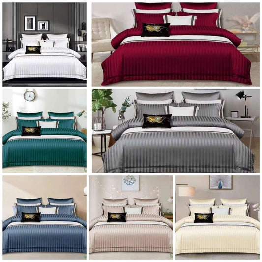 7*8  6*7 Luxury Cotton Striped Duvet Cover Set with Bedsheet and Pillow Cases gha