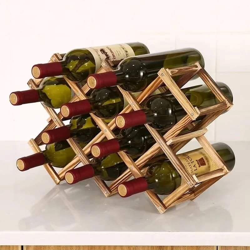 Wooden foldable 10 slot  wine bottle  rack  gift