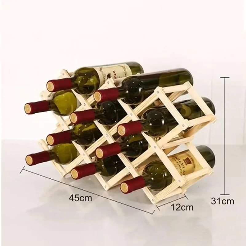 Wooden foldable 10 slot  wine bottle  rack  gift