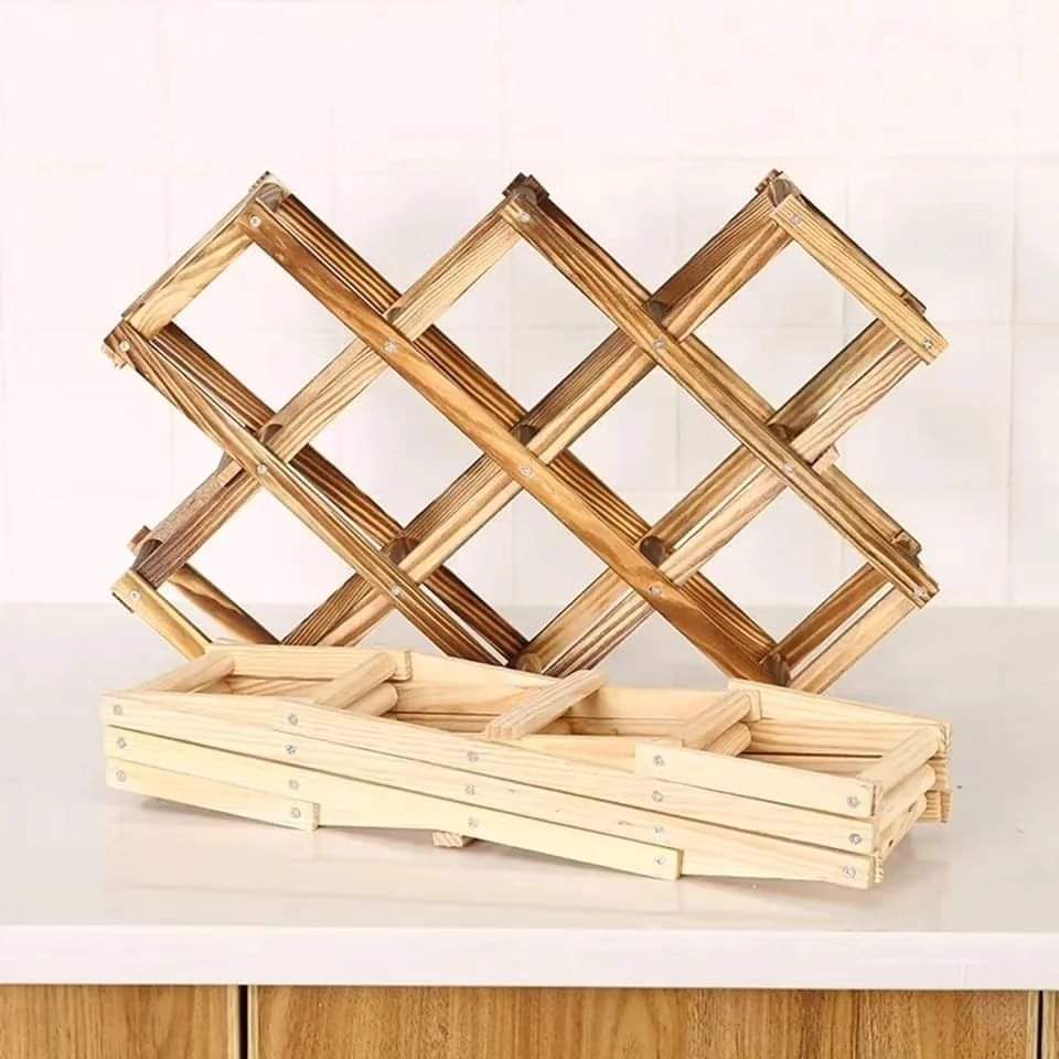 Wooden foldable 10 slot  wine bottle  rack  gift