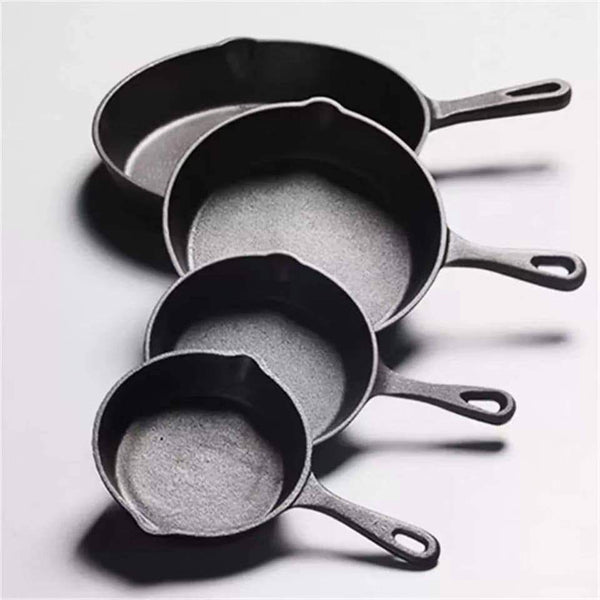 4 Pcs Raw Cast Iron Pans Skillet