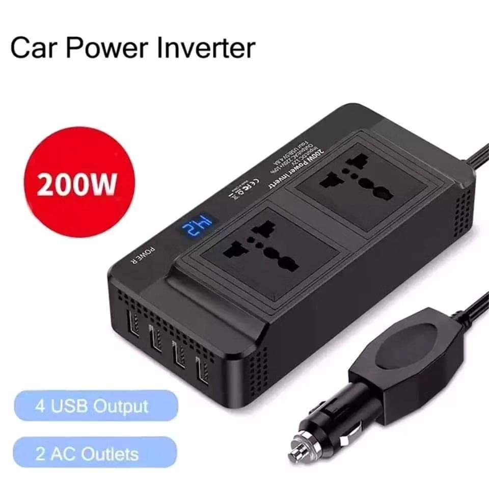 Car multi charger inverter dc to ac 2 sockets +4 USB port