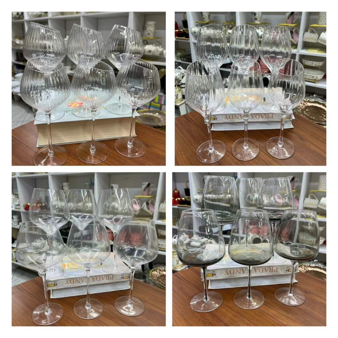 Long stem wine glasses 6pc