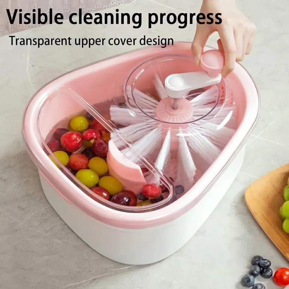 Fruit cleaner brush bucket and drain kit