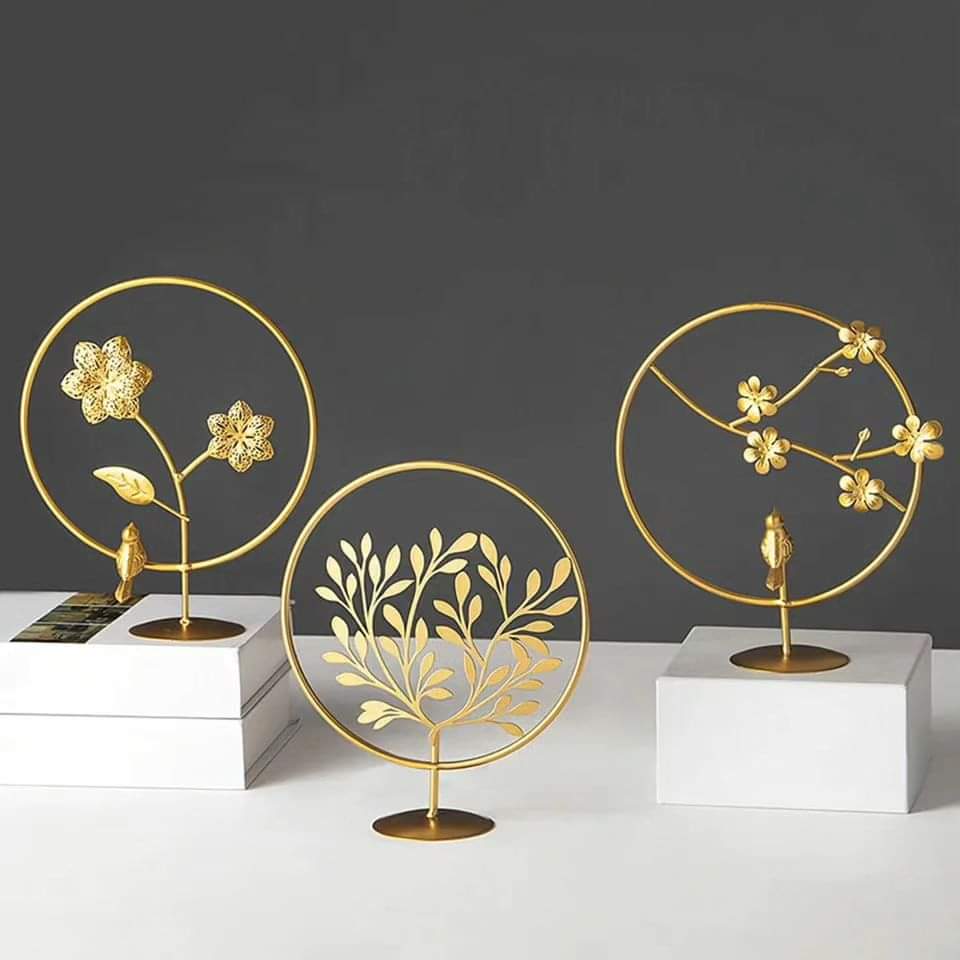 3Pc Gold Leaves Decor