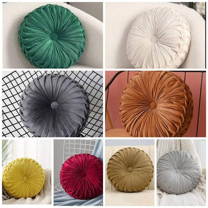 Round velvet decorative pillow