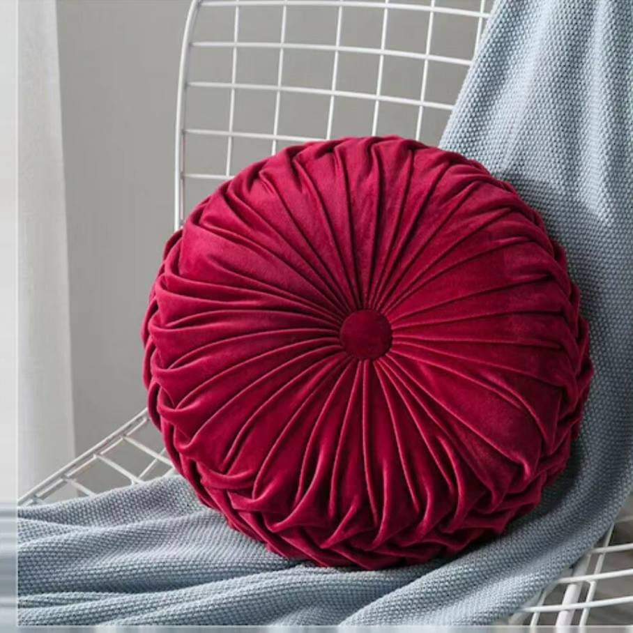 Round velvet decorative pillow