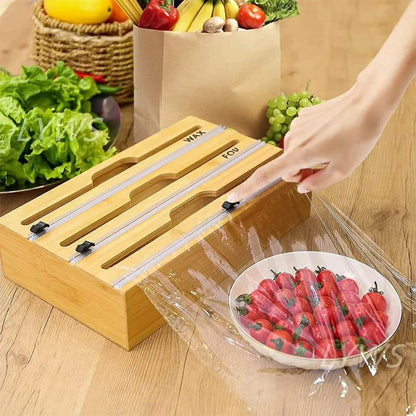 Eco friendly  Bamboo Kitchen Foil Wrap Dispenser