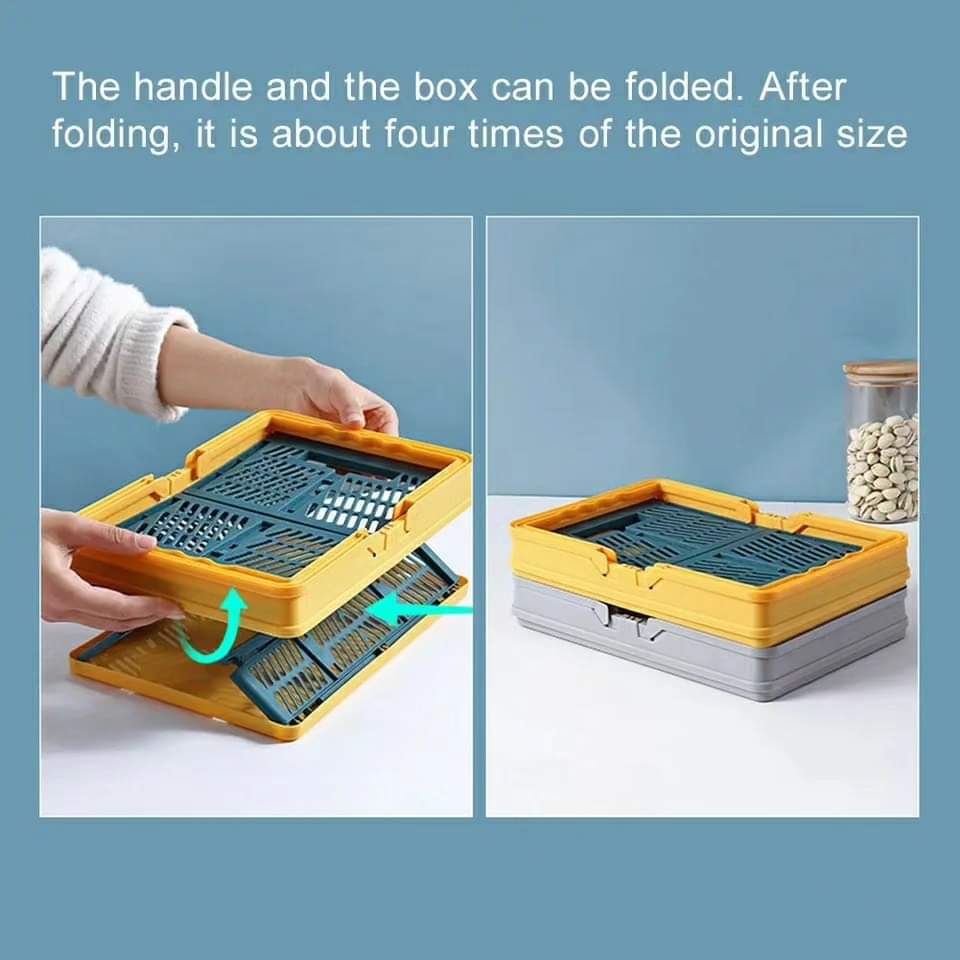 Collapsible Storage Crate with Foldable Handles