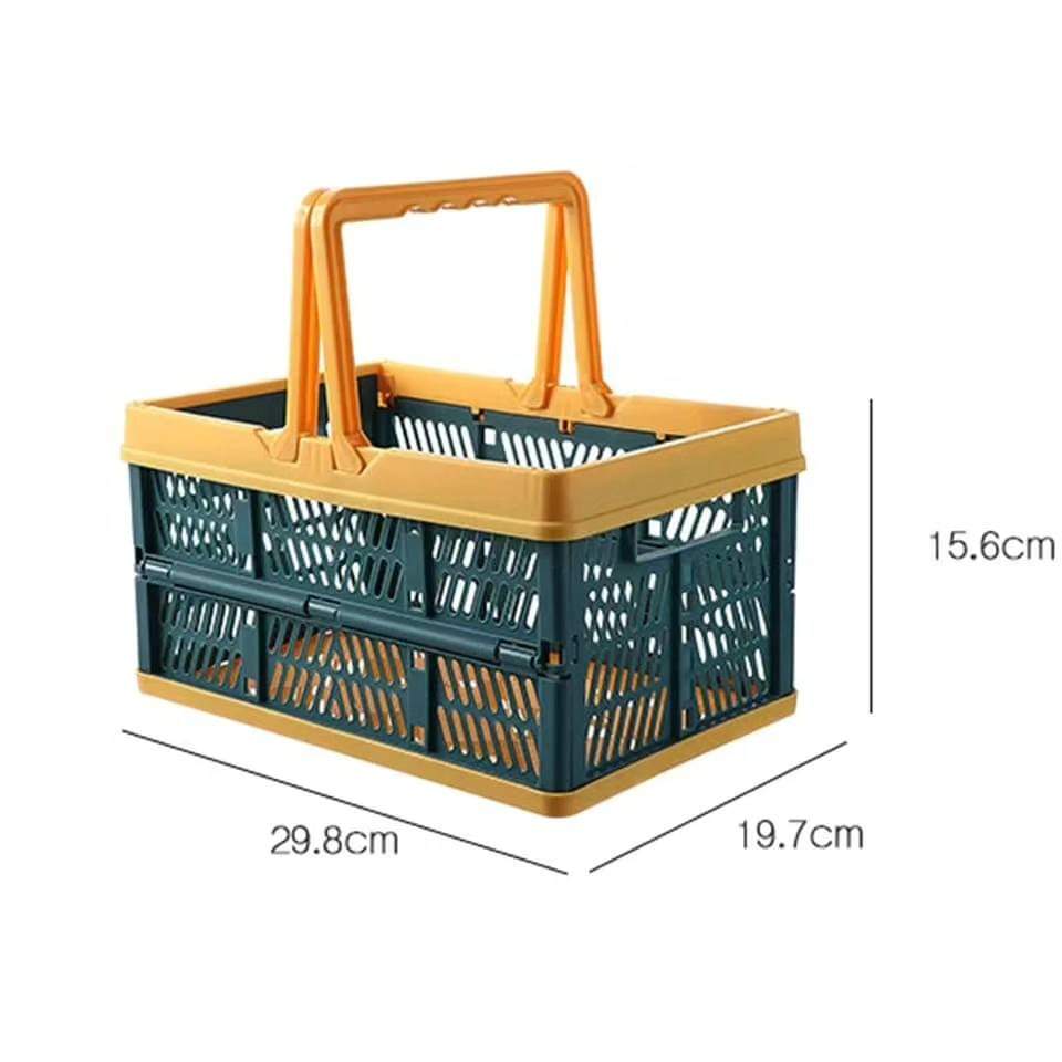 Collapsible Storage Crate with Foldable Handles