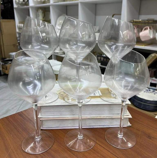 6Pc Slanted Large  Wine Glasses set