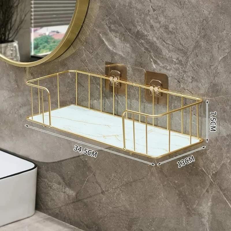 Bathroom shelf with marble glass plate