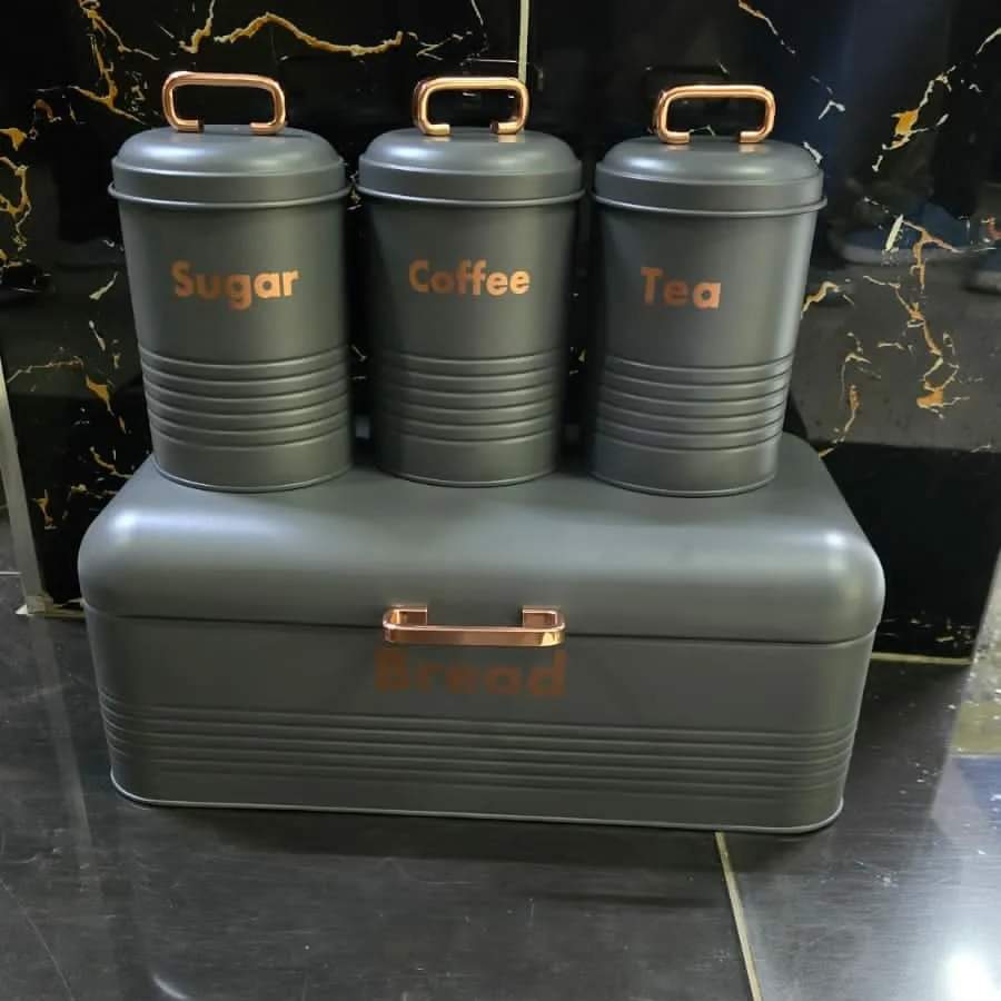 Alloy Bread Bin with Three Canister Set