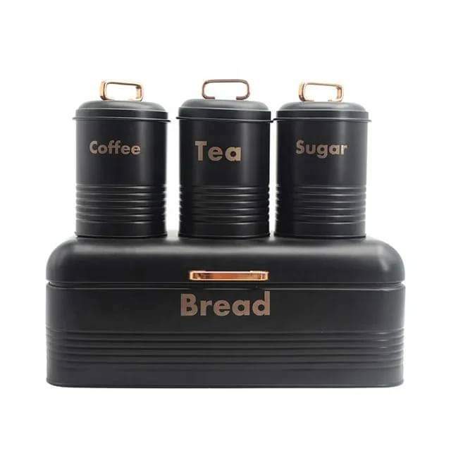 Alloy Bread Bin with Three Canister Set