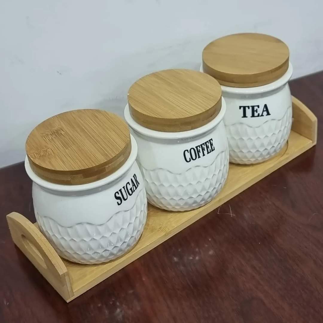 Set of 3 ceramic canisters