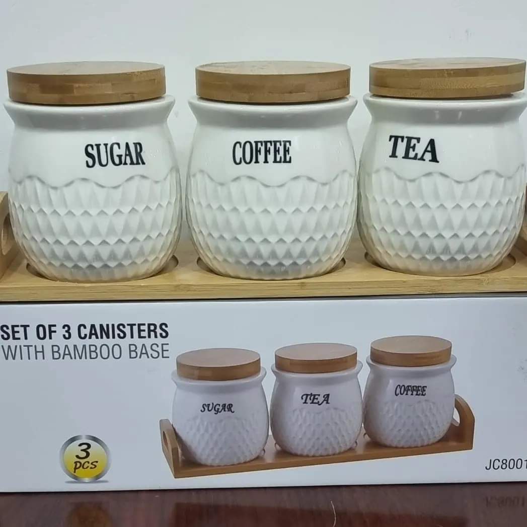 Set of 3 ceramic canisters