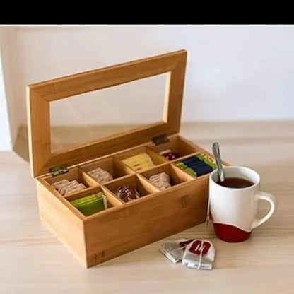 6 slot bamboo tea bag organizer