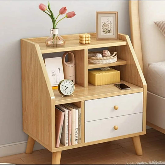 Wooden bedside table with drawer