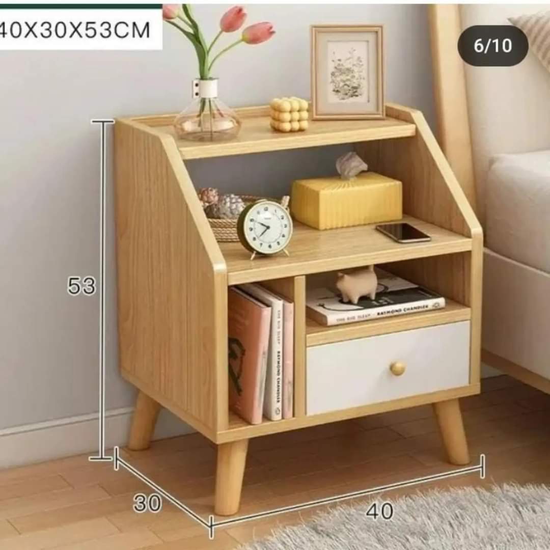 Wooden bedside table with drawer