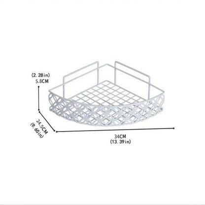 Triangular metallic corner shelf